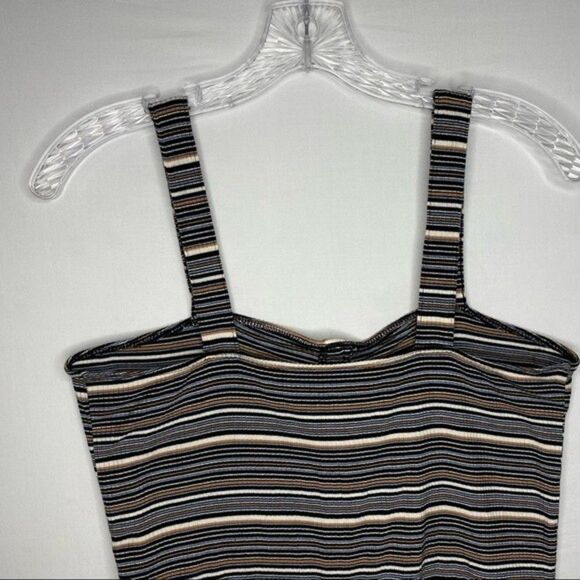 American Eagle Crop Top Women's L Black Blue Striped Soft & Sexy Rib Sleeveless - Picture 6 of 9